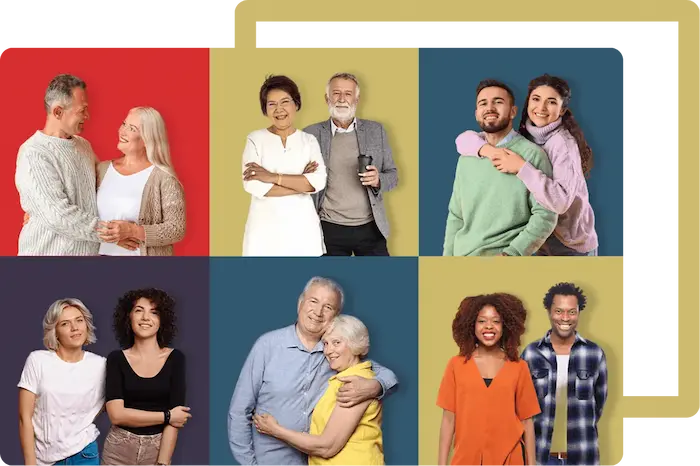 Couples of different backgrounds and orientation.